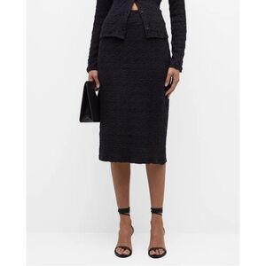 Vince Smocked Popcorn Midi Skirt In Coastal Blue Size Small